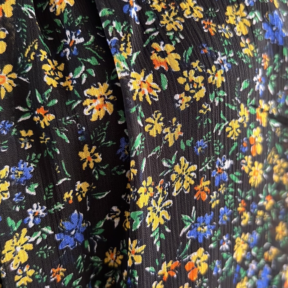 Set of 2 - Smocked Top Mock Neck Ruffle Floral Boho Dress Sz L - Picture 4 of 9